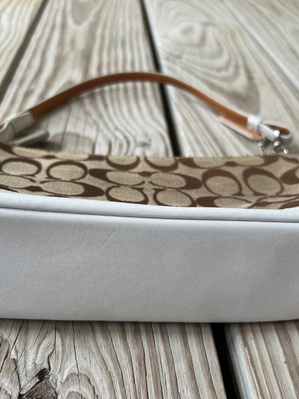 Vintage Coach Signature Jacquard Demi bag brown white leather Y2K shoulder bag - Picture 14 of 16